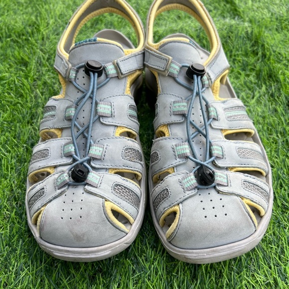 Privo Sandals Hiking Shoes Leather Upper 11 US Men’s Gray Yellow Outdoor - Picture 5 of 11